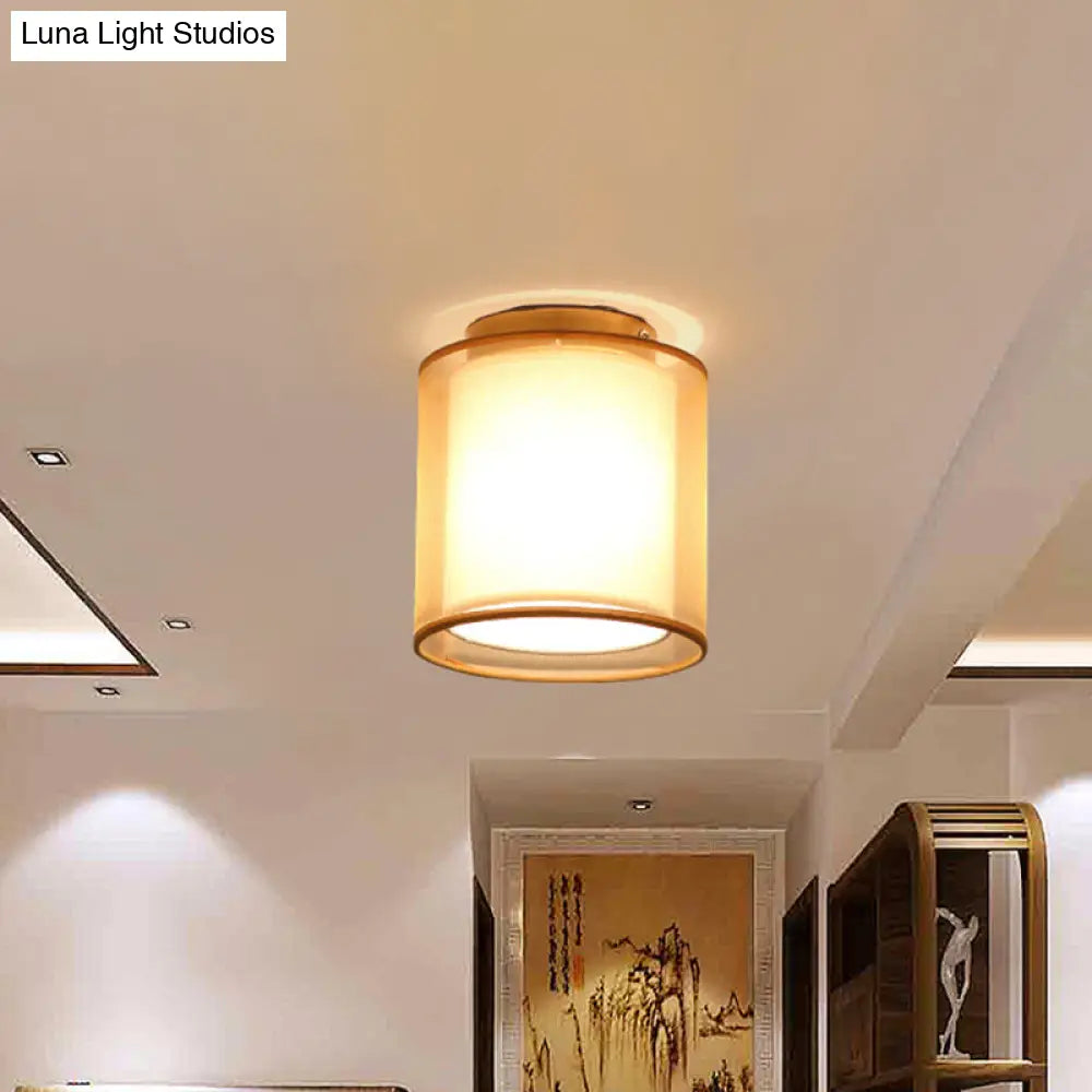 DecorBites™ DecorBites™ Minimalist Brass Flushmount Ceiling Light with Fabric Shade