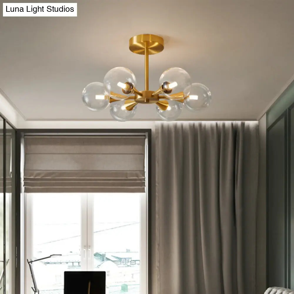 DecorBites™ DecorBites™ Minimalist Brass Globe LED Ceiling Lamp for Bedroom - Close to Ceiling Light Fixture