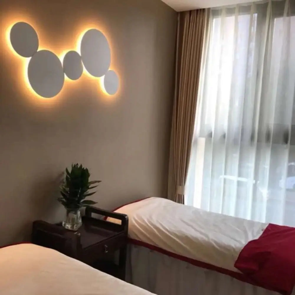 DecorBites™ DecorBites™ Minimalist Circle Wall Lamp with Warm/White Integrated LED Lighting in Grey/White, 47.5"/52" Wide