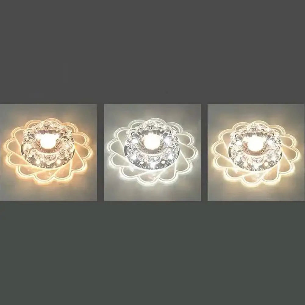 DecorBites™ DecorBites™ Minimalist Clear LED Flower Crystal Flush Mount Fixture