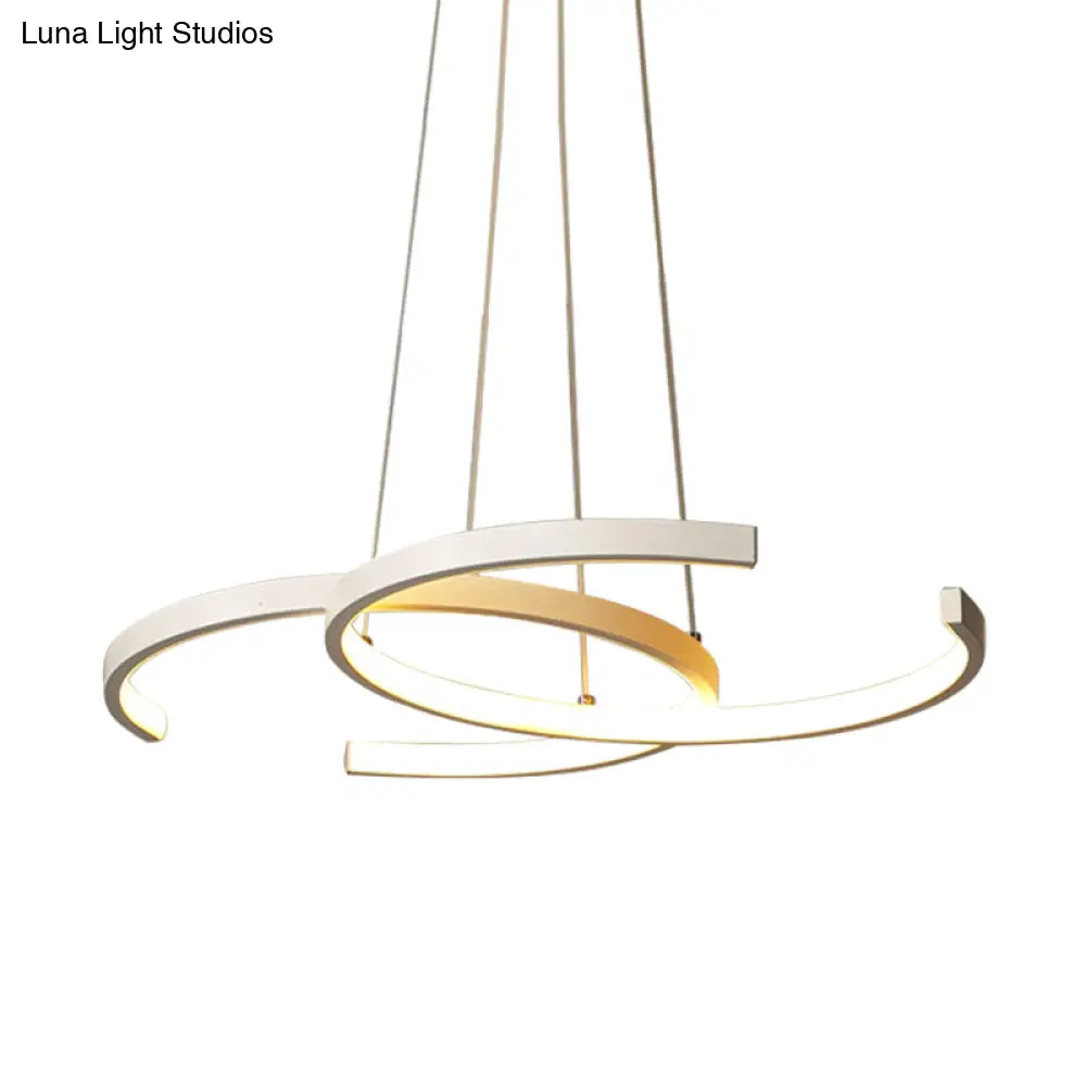 Lámpara colgante minimalista de metal con doble forma de C – Araña LED negra/blanca, luz cálida/blanca