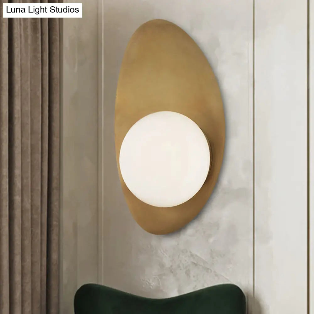 DecorBites™ DecorBites™ Minimalist Gold Metal Wall Lamp with Opal Glass Shade - 1 Head Sconce Light Fixture