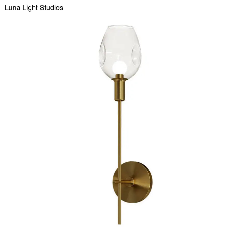 DecorBites™ DecorBites™ Minimalist Gold Sconce Wall Light with Clear Dimpled Cup and Pencil Arm for Hallway
