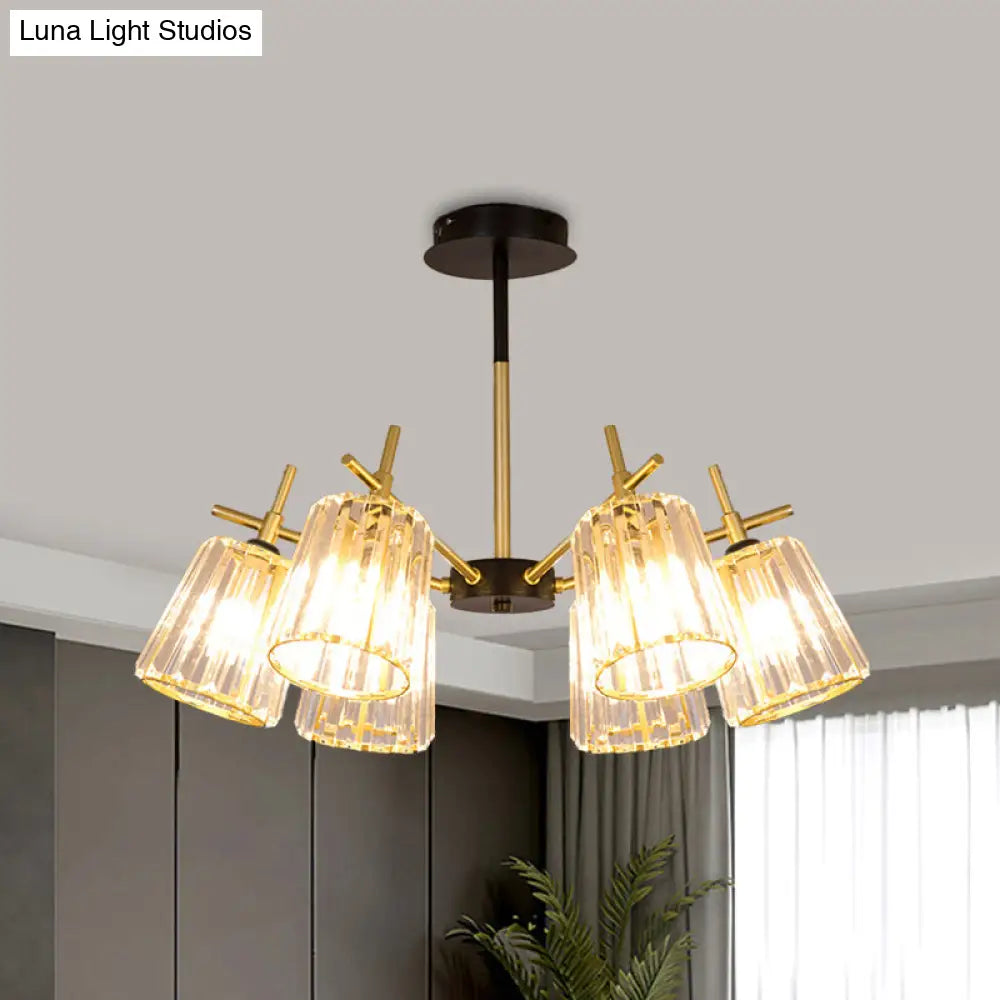 DecorBites™ DecorBites™ Minimalist Gold Semi-Flush Bedroom Light with Conical Crystal Block Shade