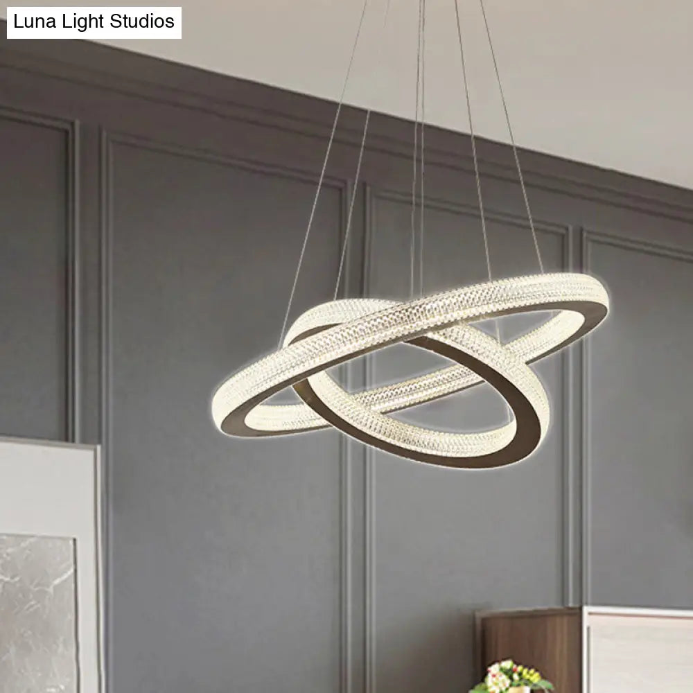 Lámpara de araña minimalista LED con forma de cruz de cristal - Kit de luz colgante color café cálido/blanco +