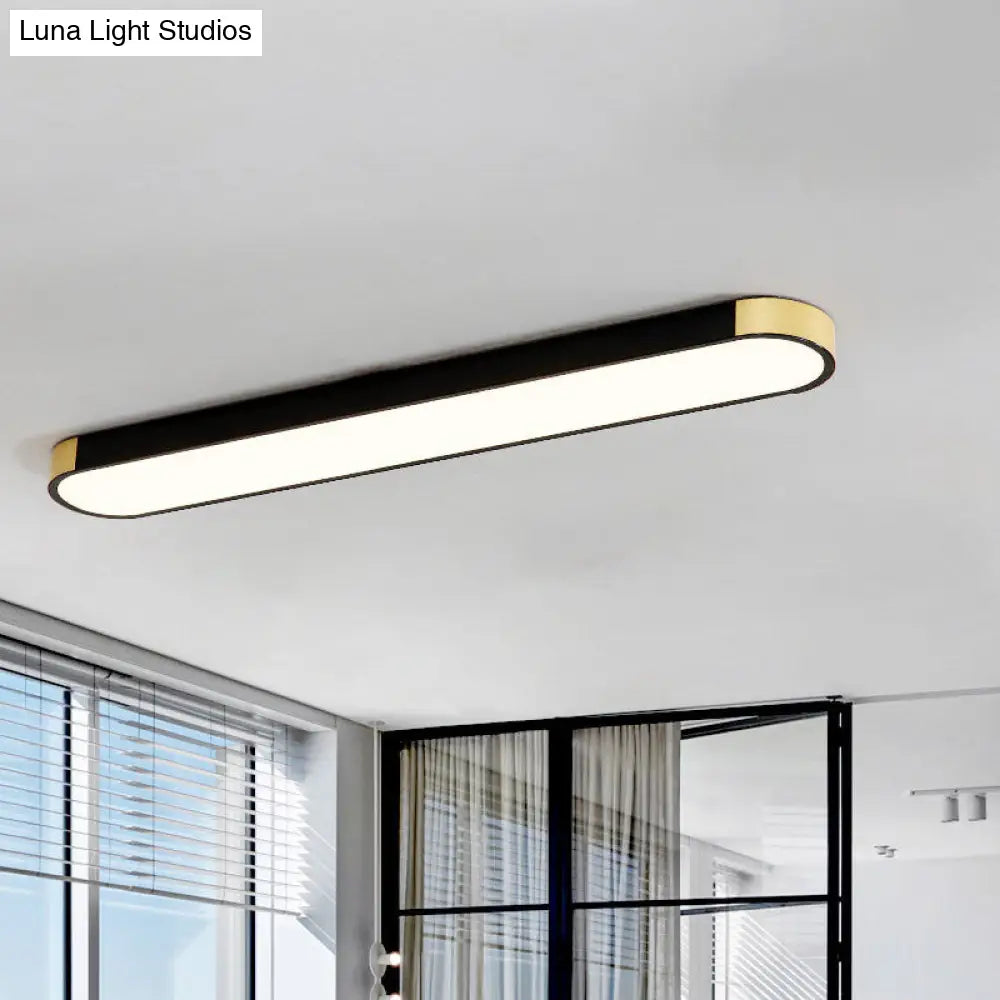DecorBites™ DecorBites™ Minimalist LED Flush Light Fixture in White/Gold or Black/Gold Slim Rectangle Design