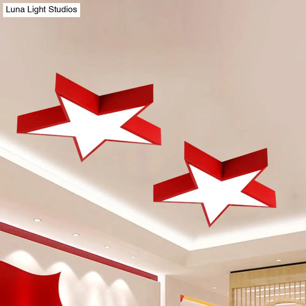 DecorBites™ DecorBites™ Minimalist LED Flush Mount Lighting in Red for Meeting Room - Pentastar Shaped Flush Ceiling Light
