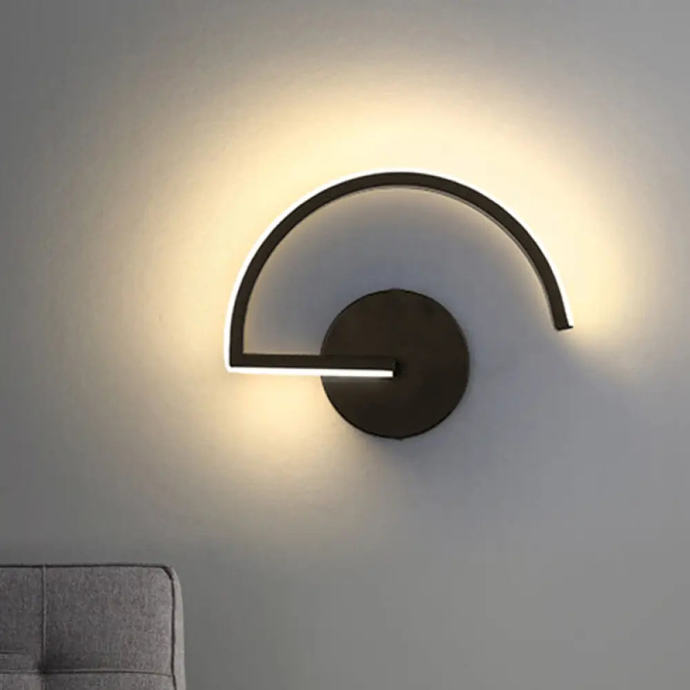 DecorBites™ DecorBites™ Minimalist LED Iron Wall Mount Sconce - Black Semicircle Wall Light for Bedroom in Warm/White