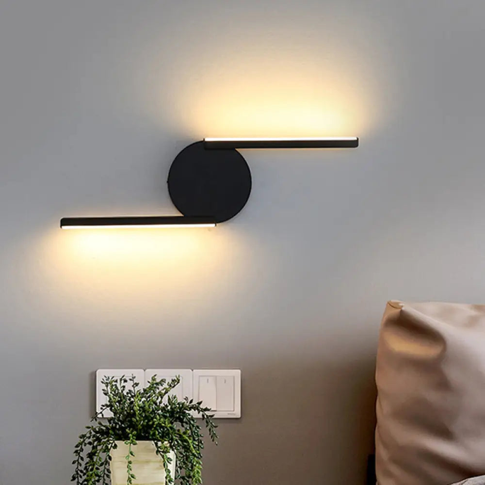 DecorBites™ DecorBites™ Minimalist LED Sconce in Warm/White Light for Hotels - Black Metal Wall Mounted Lamp
