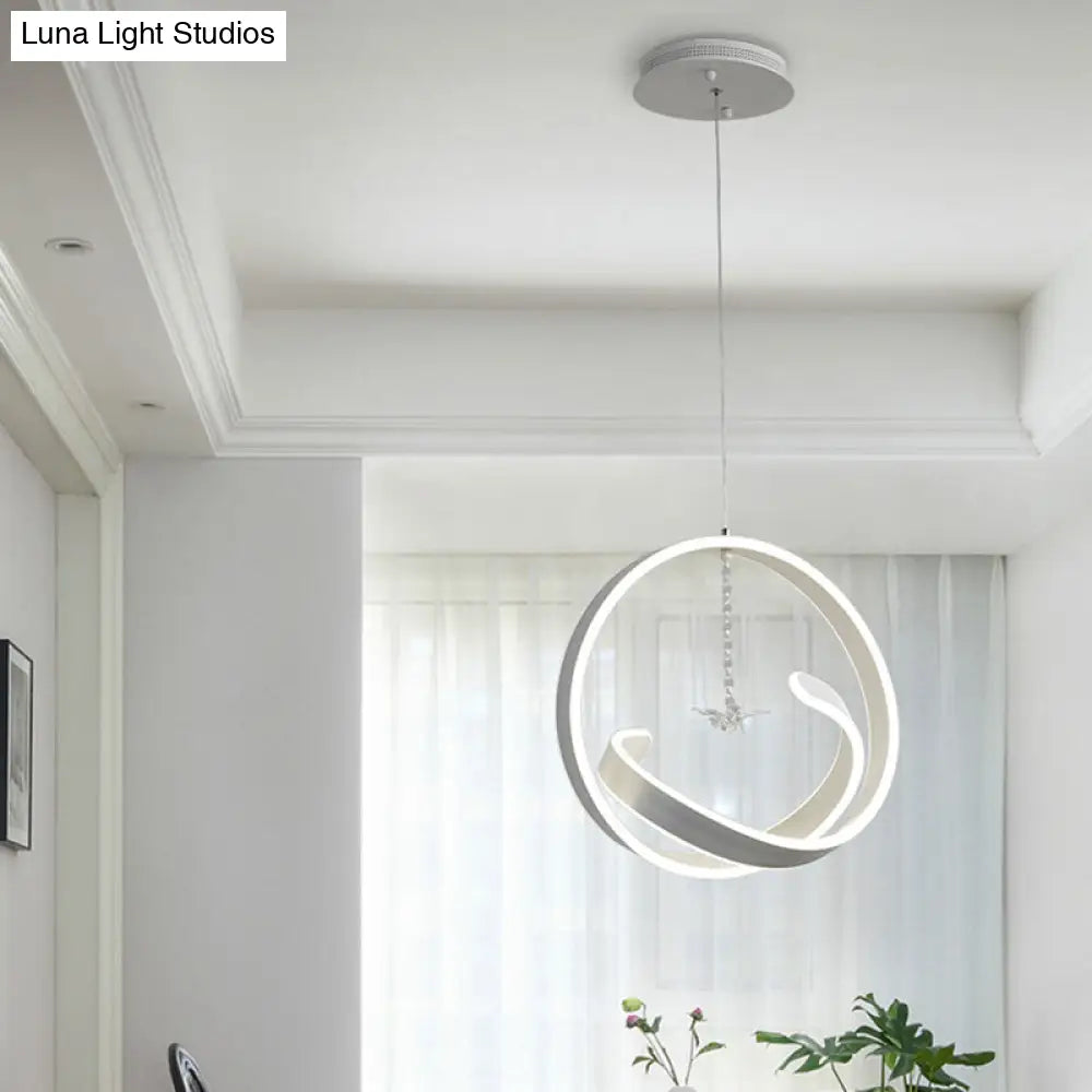 Minimalistic Twist Hanging LED Chandelier Pendant Light - Simple Style Acrylic, Warm/White Light