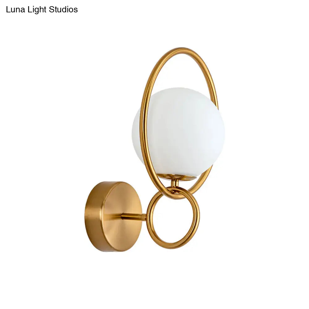 ديكوربايتس™ ديكوربايتس™ مصباح حائط حديث بمصباح واحد بلمسة نهائية من النحاس مع غطاء زجاجي أوبال