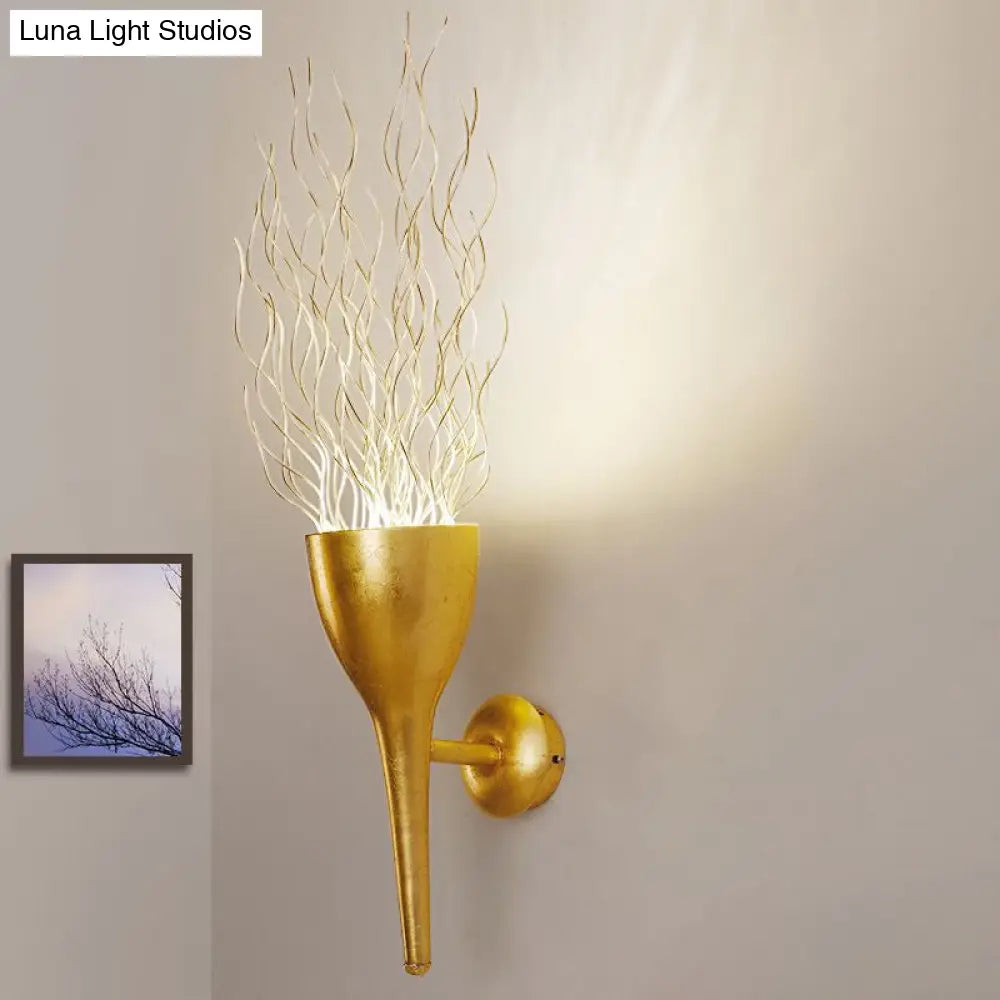 DecorBites™ DecorBites™ Modern 1-Light Gold Torch Wall Sconce for Stairway Lighting
