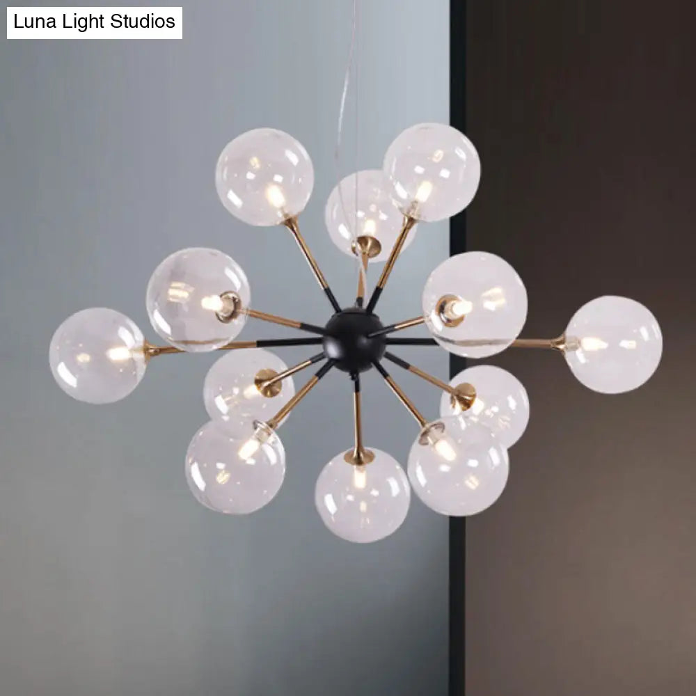 Lámpara de araña Sputnik moderna de cristal transparente con 12 luces para salón - Estilo sencillo