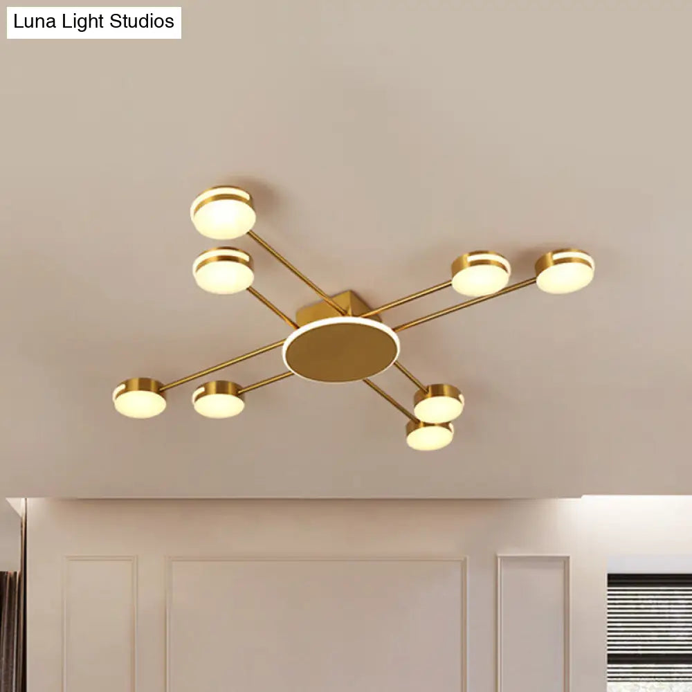 DecorBites™ DecorBites™ Modern 2-Tier Iron Flush Mount Chandelier with 8 Lights in Black/Gold Finish - Warm/White/Natural Lighting