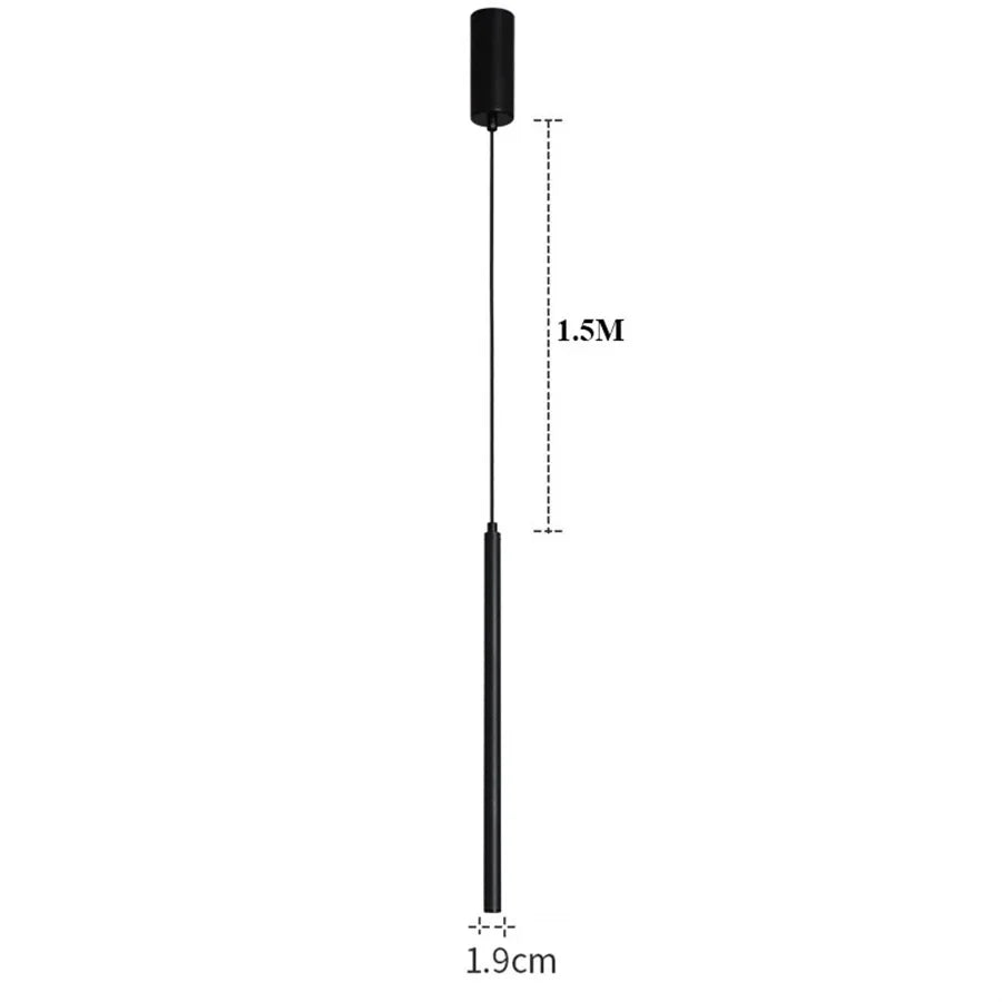 Modern 2CM LED Pendant Lights for Kitchen Island - Length 50CM / Natural White 4000K / Black Body|CHINA