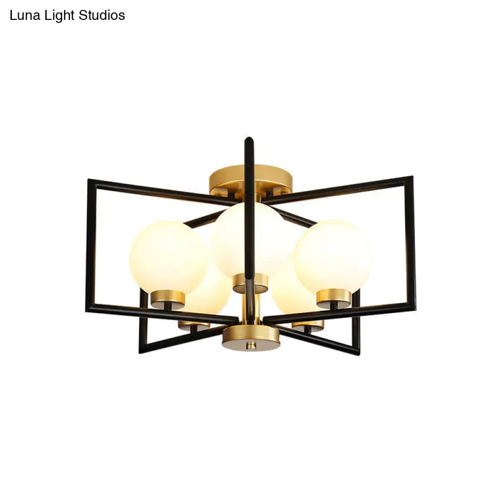 DecorBites™ DecorBites™ Modern 5-Head Black and Gold Flush Mount Lighting for Living Room