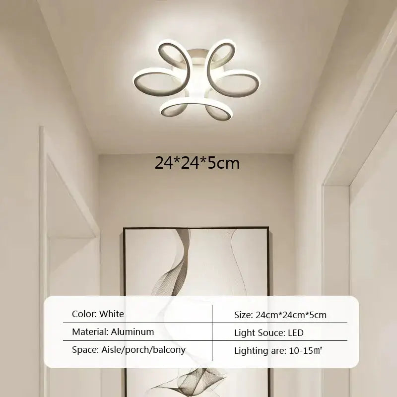 Modern abstract black and white decorbites led ceiling light in white aluminum with flower-like design for kitchens