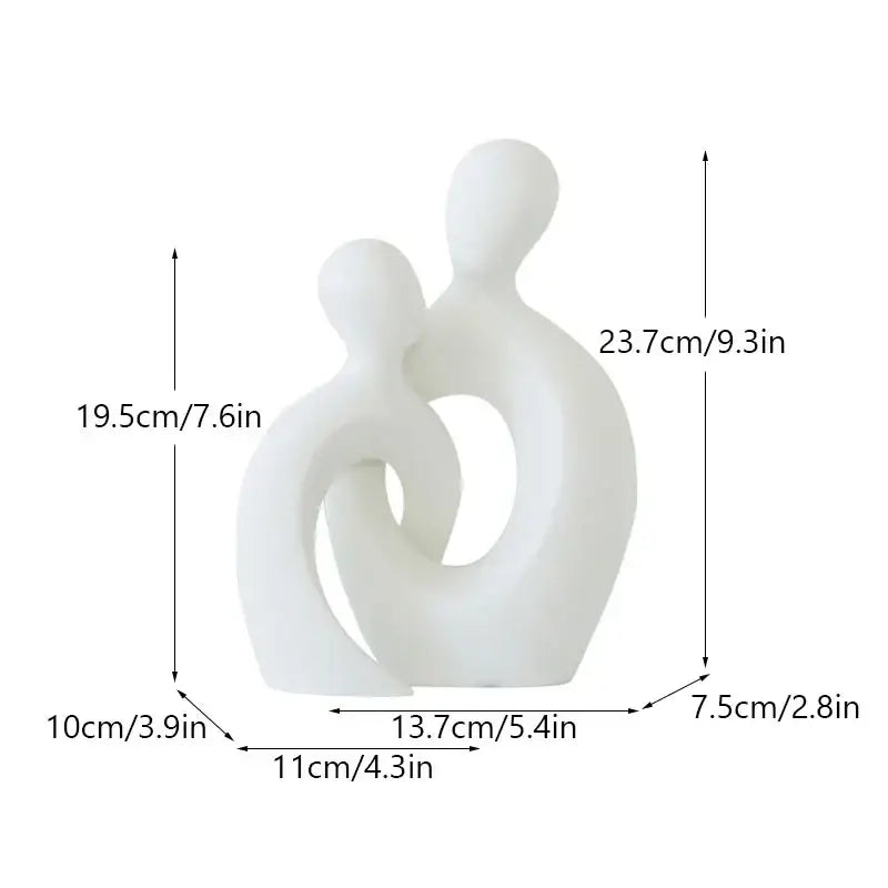 White abstract ceramic couple love sculpture featuring two intertwined forms for living room decorbites couple love decor