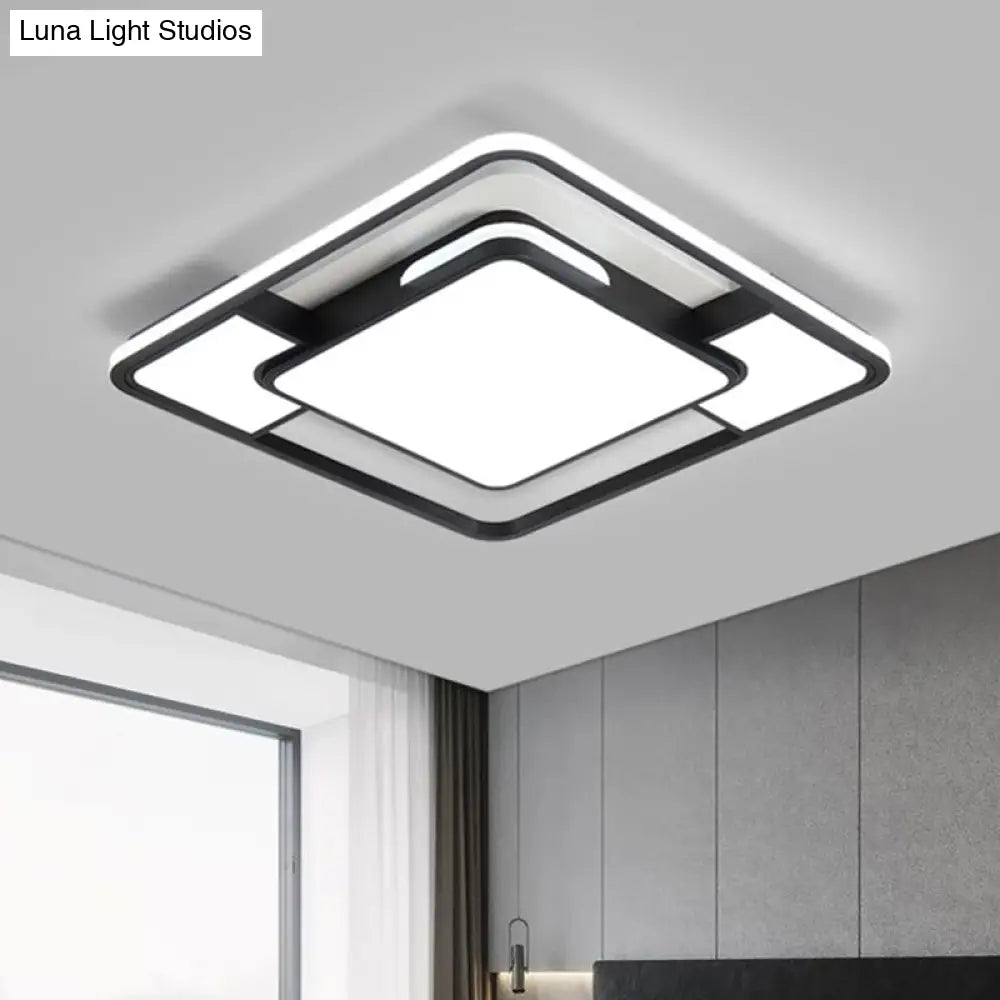 DecorBites™ DecorBites™ Modern Acrylic Black and White LED Flushmount for Bedroom - Square Ceiling Flush Mount Light