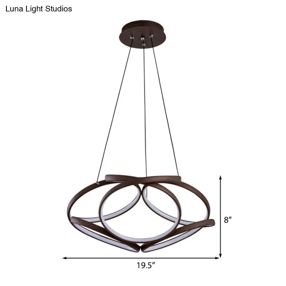 Lámpara de techo LED moderna de acrílico con forma de café - Suspensión curva sin juntas para sala de estar