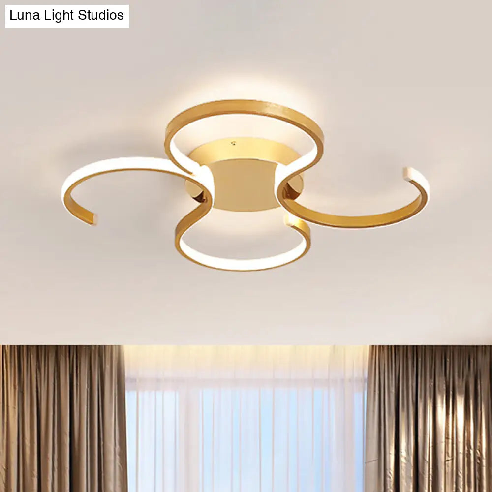 DecorBites™ DecorBites™ Modern Acrylic Gold LED Ceiling Light with Double S-Shape Flush Mount - Warm/White Light