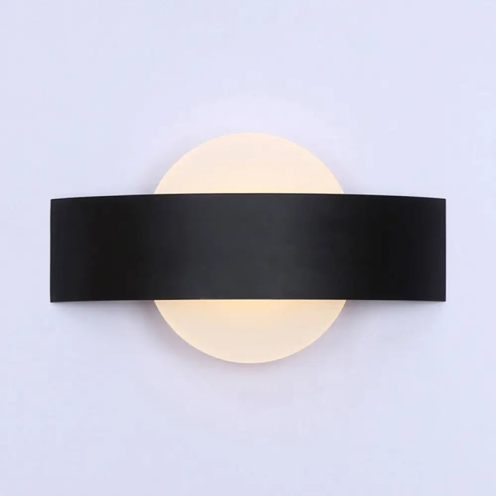 DecorBites™ DecorBites™ Modern Acrylic LED Wall Sconce with Metal Backplate in Black/White Finish and White/Warm Lighting