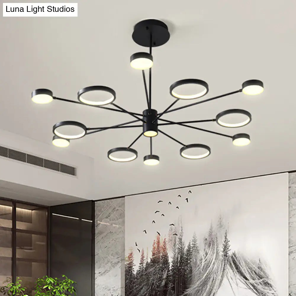 Lámpara colgante tipo araña Sputnik moderna de acrílico: Lámpara colgante LED negra con 6/8/10 luces en luz blanca/cálida.