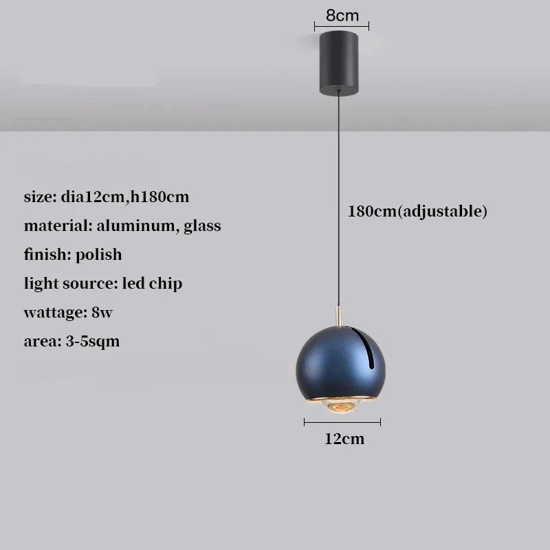 Modern Adjustable LED Pendant Light - Blue