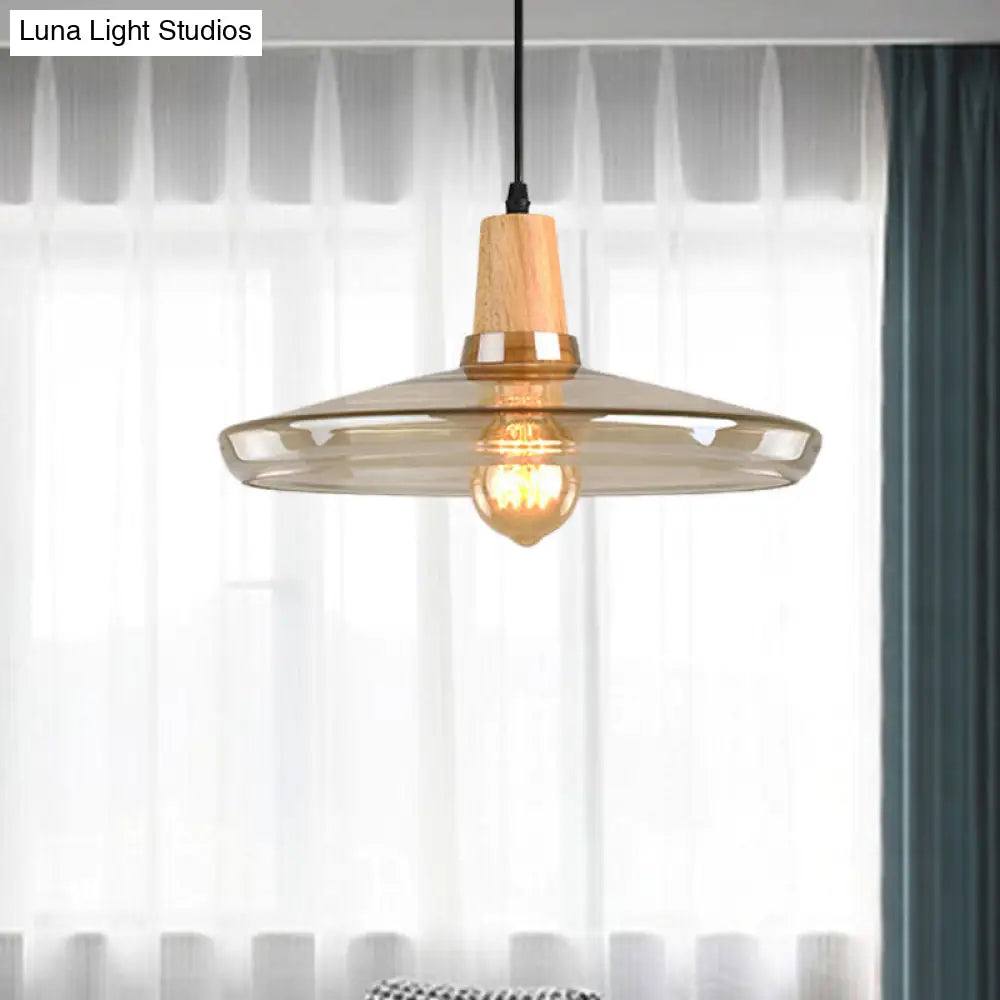 Modern Amber Glass Pendant Lamp Kit - 1 Light, Multiple Sizes