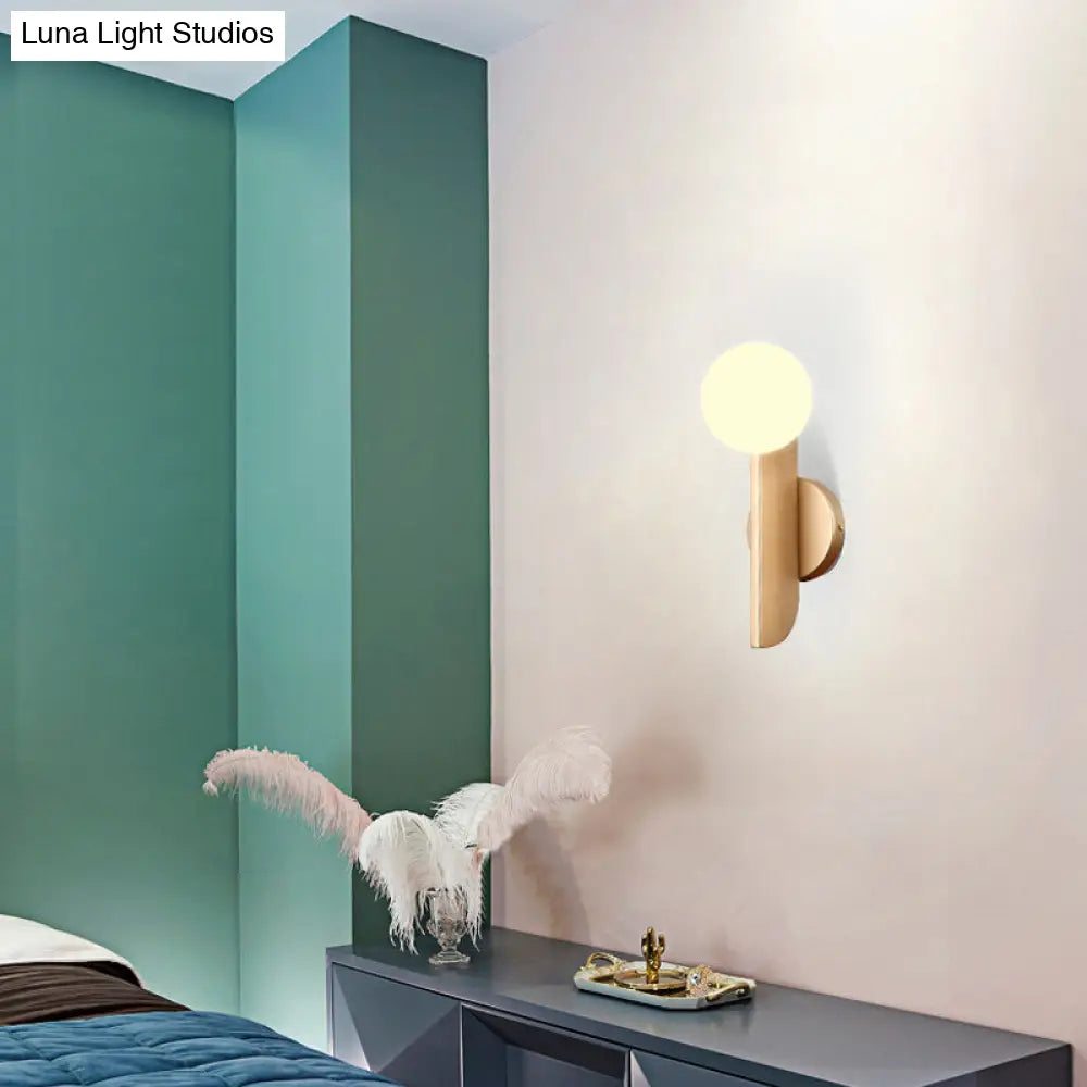 DecorBites™ DecorBites™ Modern Ball Wall Sconce - Matte White Glass, Gold Mount - 1 Light Fixture