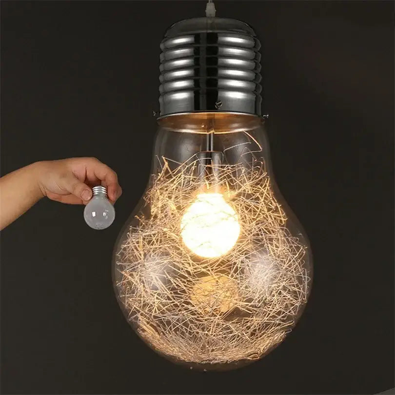Modern big bulb led pendant light with clear glass and chrome finish featuring illuminated filament decorbites big bulb design