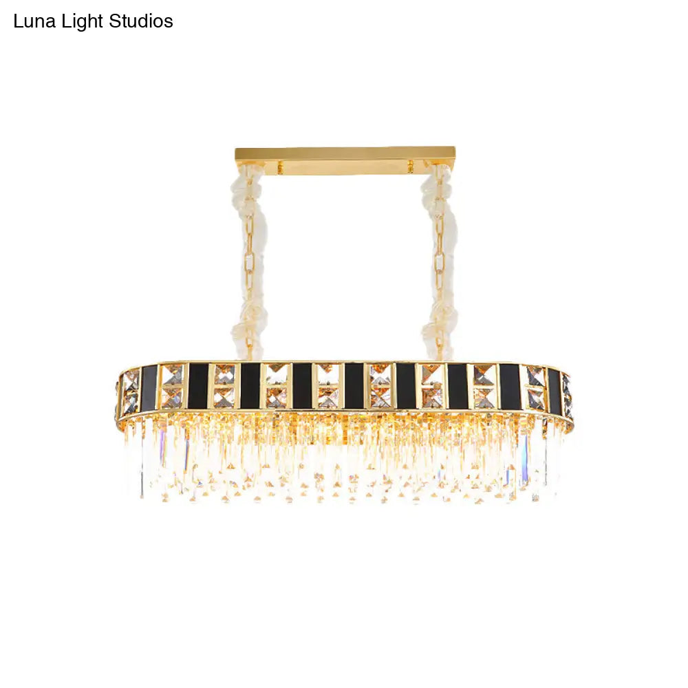 Lámpara colgante ovalada DecorBites™ moderna de cristal K9 negro y dorado con 12 luces para el techo del comedor