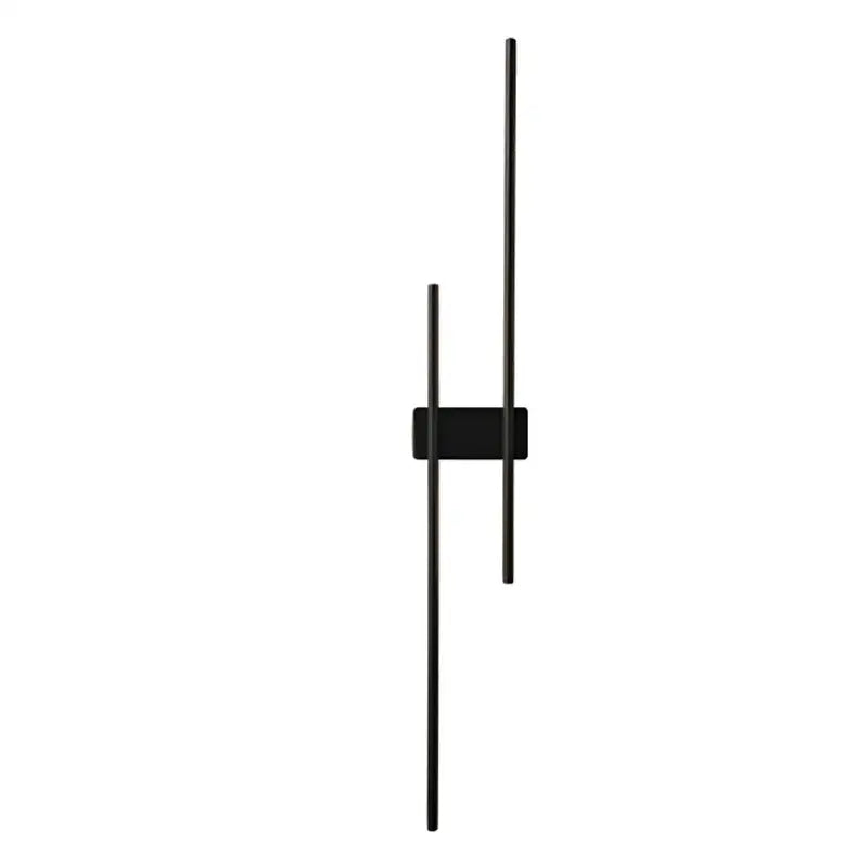 Modern black copper wall lamp with minimalist design featuring two slender vertical rods and a central rectangular base