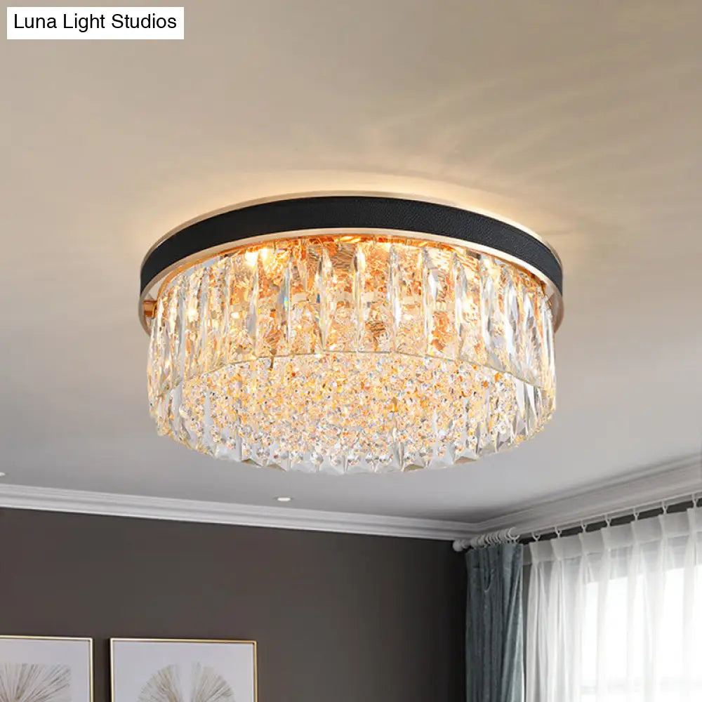 DecorBites™ DecorBites™ Lámpara de techo moderna de cristal negro con 5 luces tipo tambor para dormitorio