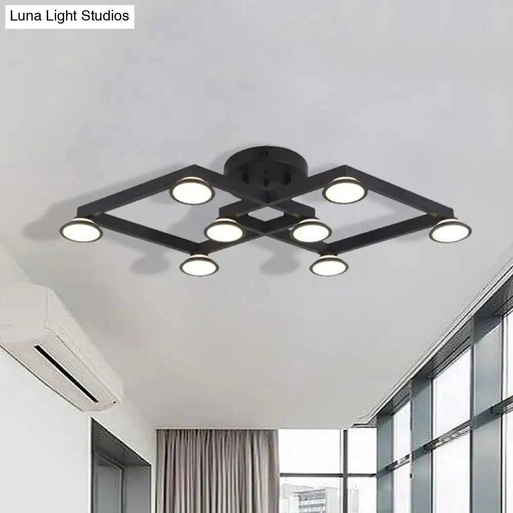 DecorBites™ DecorBites™ Modern Black Diamond Shape Flush Mount Ceiling Light with 8 Lights - Ideal for Restaurants