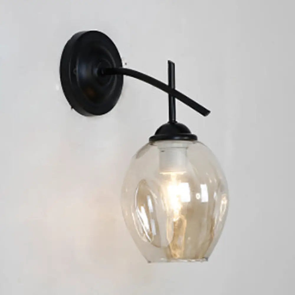 DecorBites™ DecorBites™ Modern Black Glass Wall Sconce Light - 1 Light Dimpled Globe Fixture for Living Room Lighting