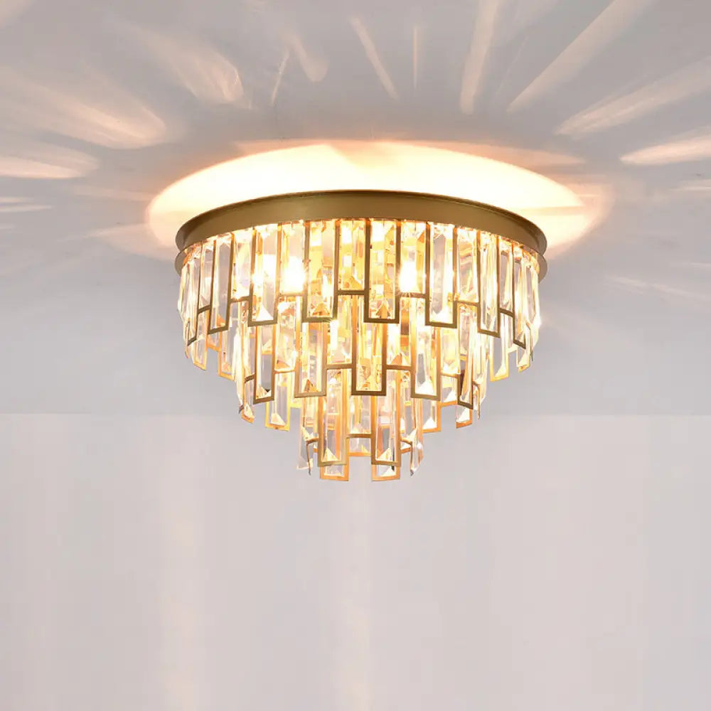 DecorBites™ DecorBites™ Modern Black/Gold Flush Mount Light with Clear Crystals - Ideal for Bedroom