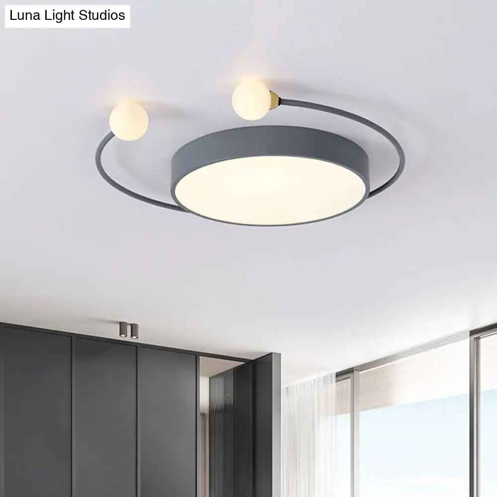 DecorBites™ DecorBites™ Modern Black/Grey LED Drum Ceiling Light with Dual Light Modes (White/Warm) - Flush Mount