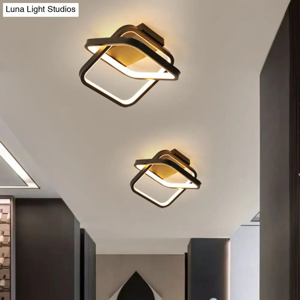 DecorBites™ DecorBites™ Modern Black LED Flush Mount Ceiling Lamp for Corridor - Double Rectangle Design with Aluminum Finish