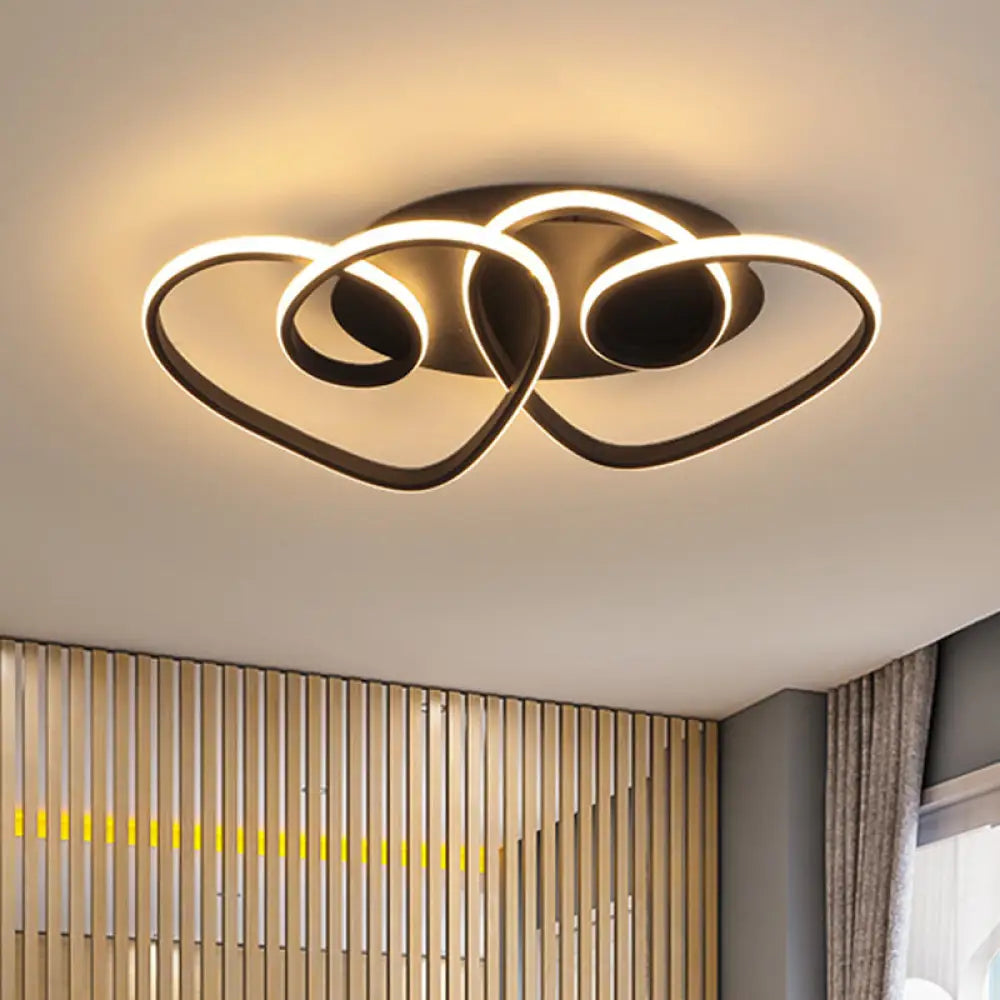 DecorBites™ DecorBites™ Modern Black Metal LED Ceiling Fixture with Dual Loving Heart Design, Warm/White Light - Bedroom Flush Lamp