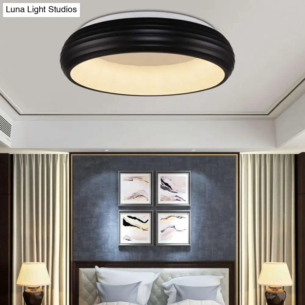 DecorBites™ DecorBites™ Modern Black Metal LED Ceiling Lamp for Living Room - 19"/25" Wide Round Flush Mount Fixture
