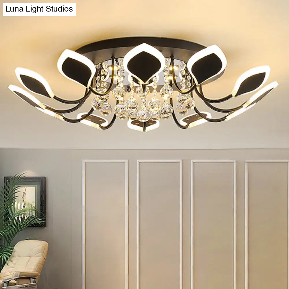 DecorBites™ DecorBites™ Modern Black/White Crystal Ceiling Light with Raindrop Shade – 10/12 Heads Parlor Flush Mount Lamp, Warm/White Lighting