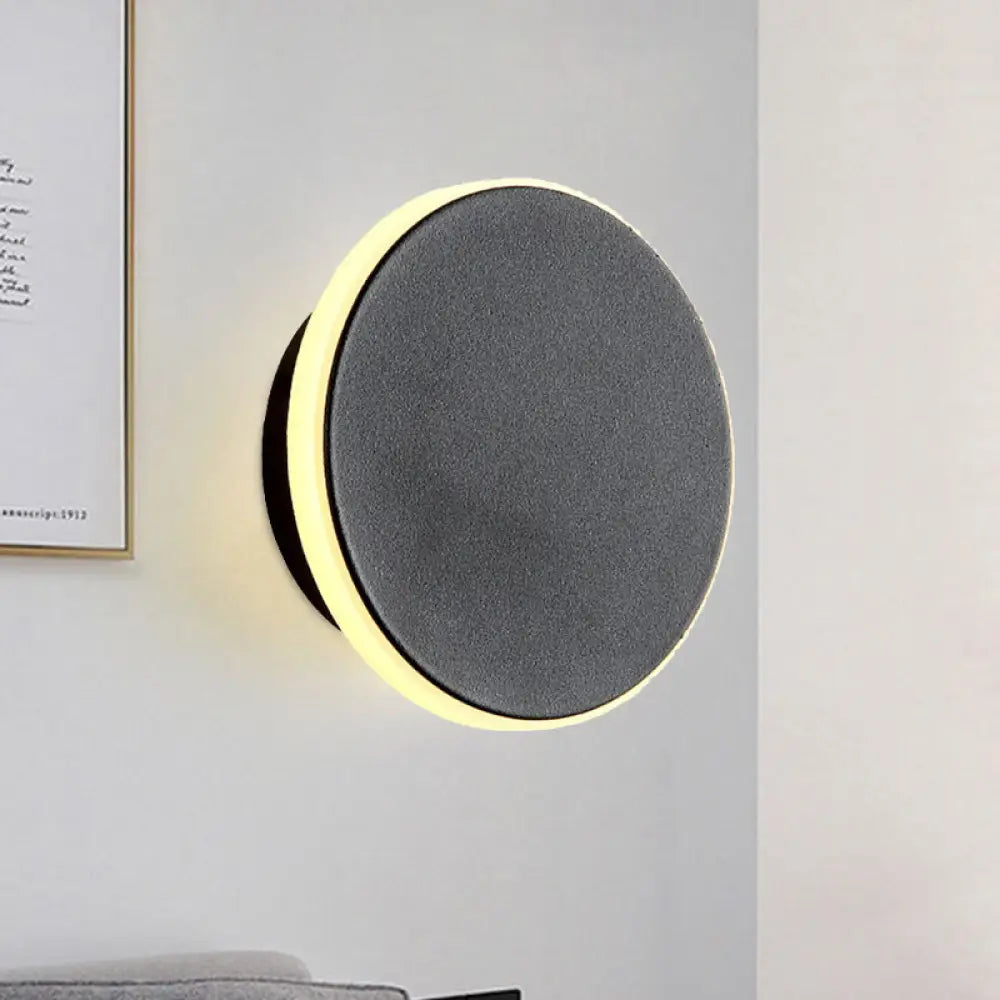 DecorBites™ DecorBites™ Modern Black/White LED Disc Sconce: Single Acrylic Wall Light in Warm/White