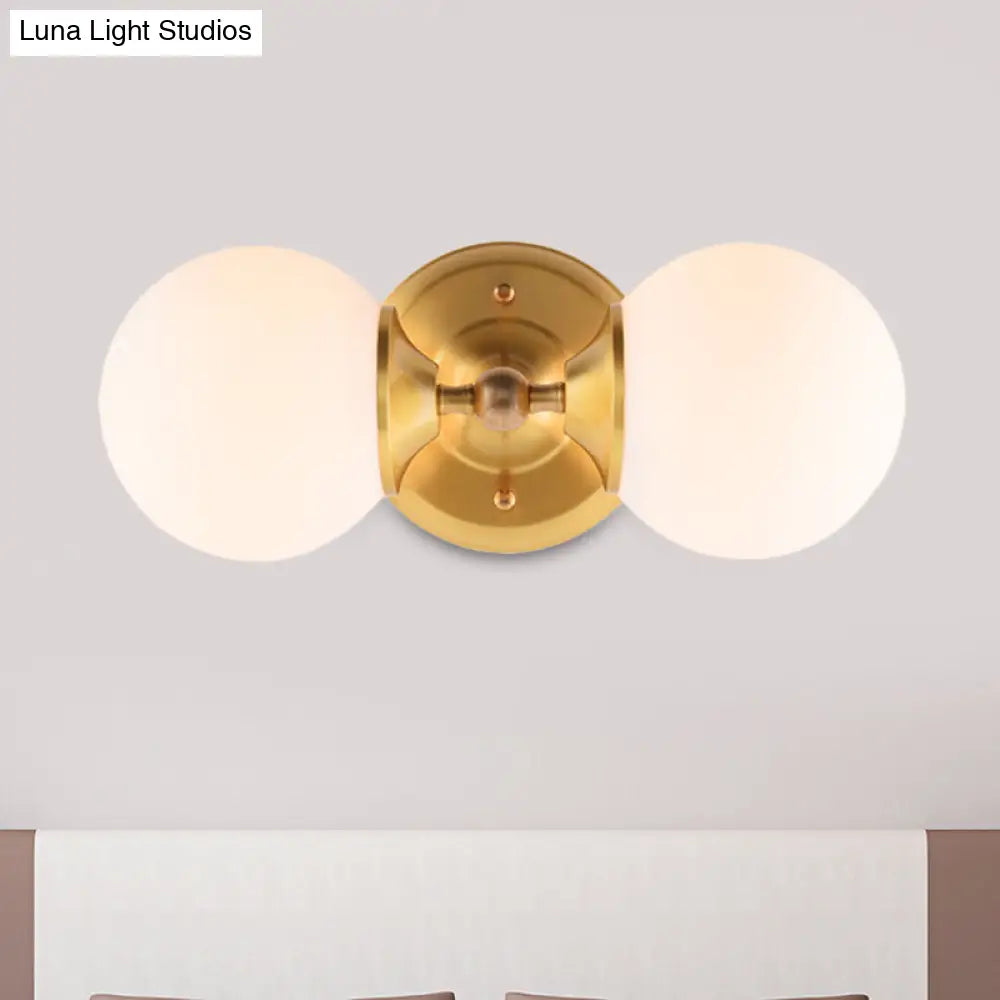 DecorBites™ DecorBites™ Modern Brass Wall Mount Sconce with 2 Milky Glass Heads