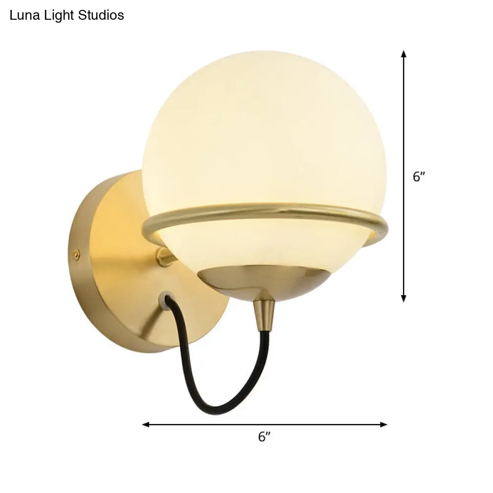 DecorBites™ DecorBites™ Modern Brass Wall Sconce Light with White Glass Shade - 1 Head Bedside Fixture