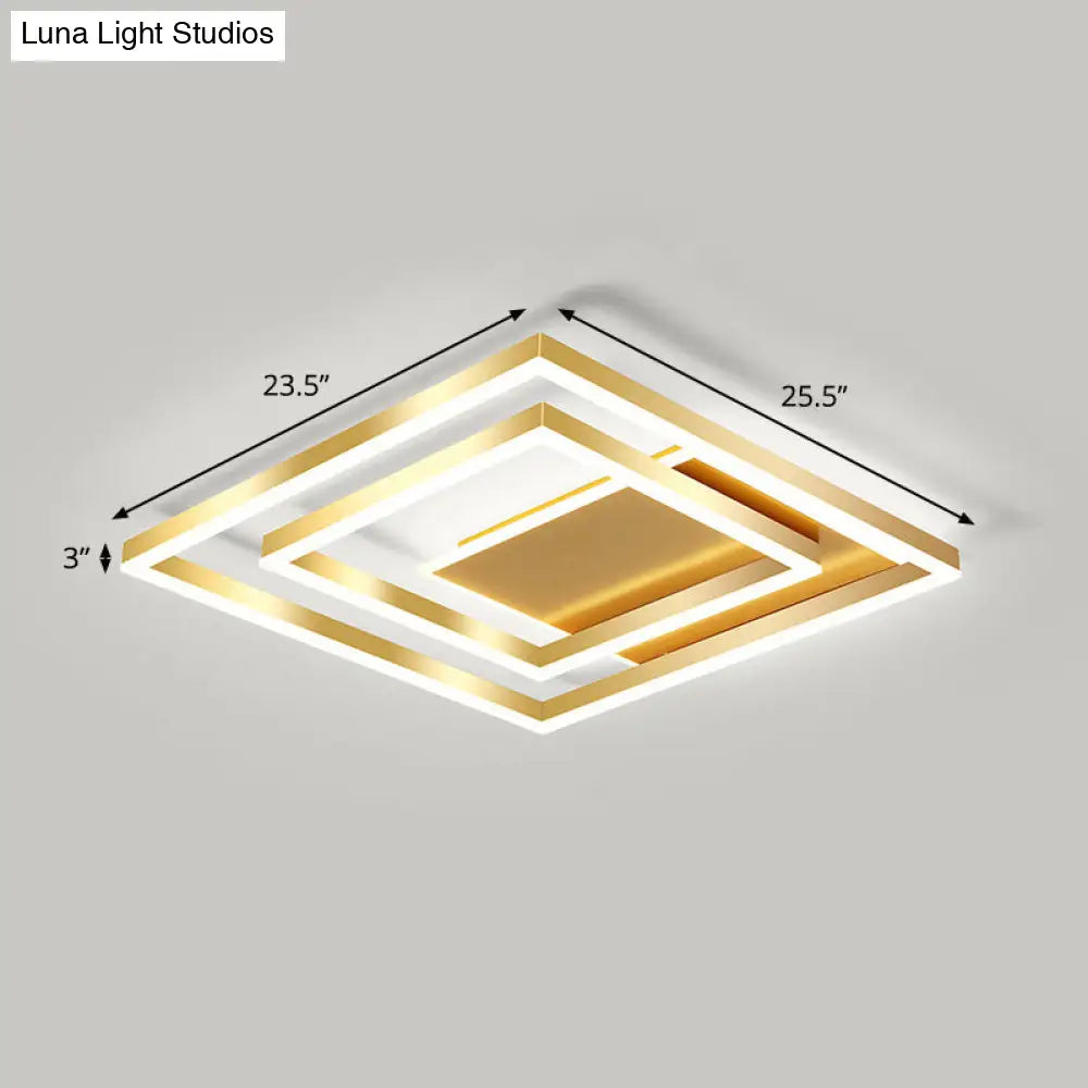 DecorBites™ DecorBites™ Modern Brushed Gold Square Acrylic LED Ceiling Light Fixture