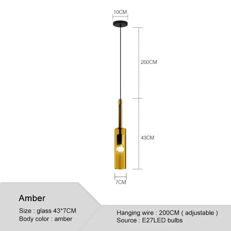 Amber-colored glass chandeliers with sleek cylindrical design and adjustable 200cm wire for living room decorbites glass lighting