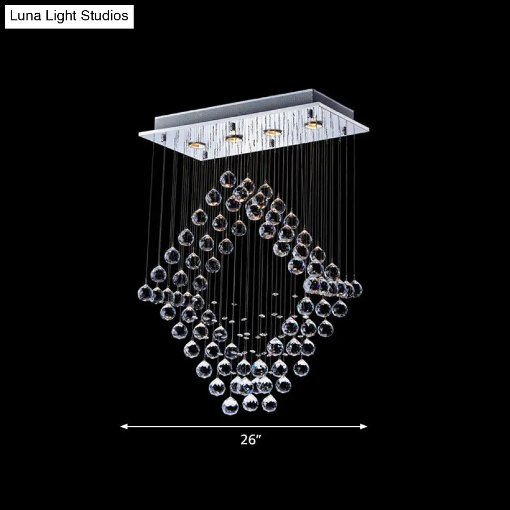 DecorBites™ DecorBites™ Modern Chrome Diamond Flush Ceiling Light Crystal Orb LED Flush Mount Lamp for Dining Room