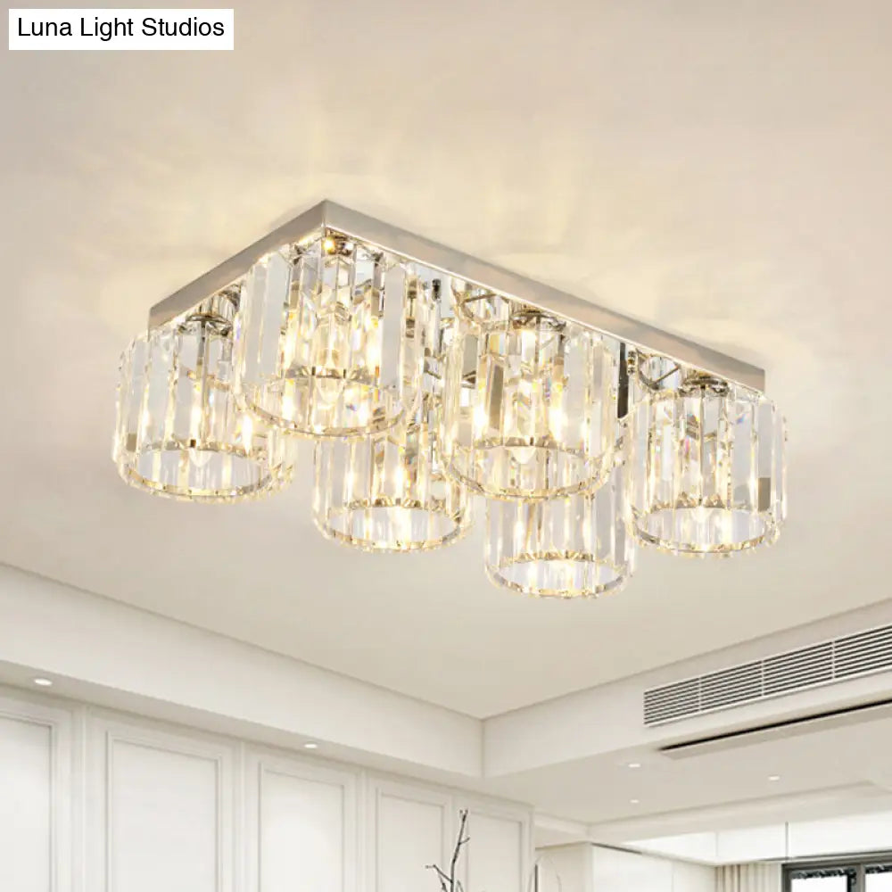DecorBites™ DecorBites™ Modern Chrome Flush Mount Ceiling Lamp with Prismatic Crystal Bulbs