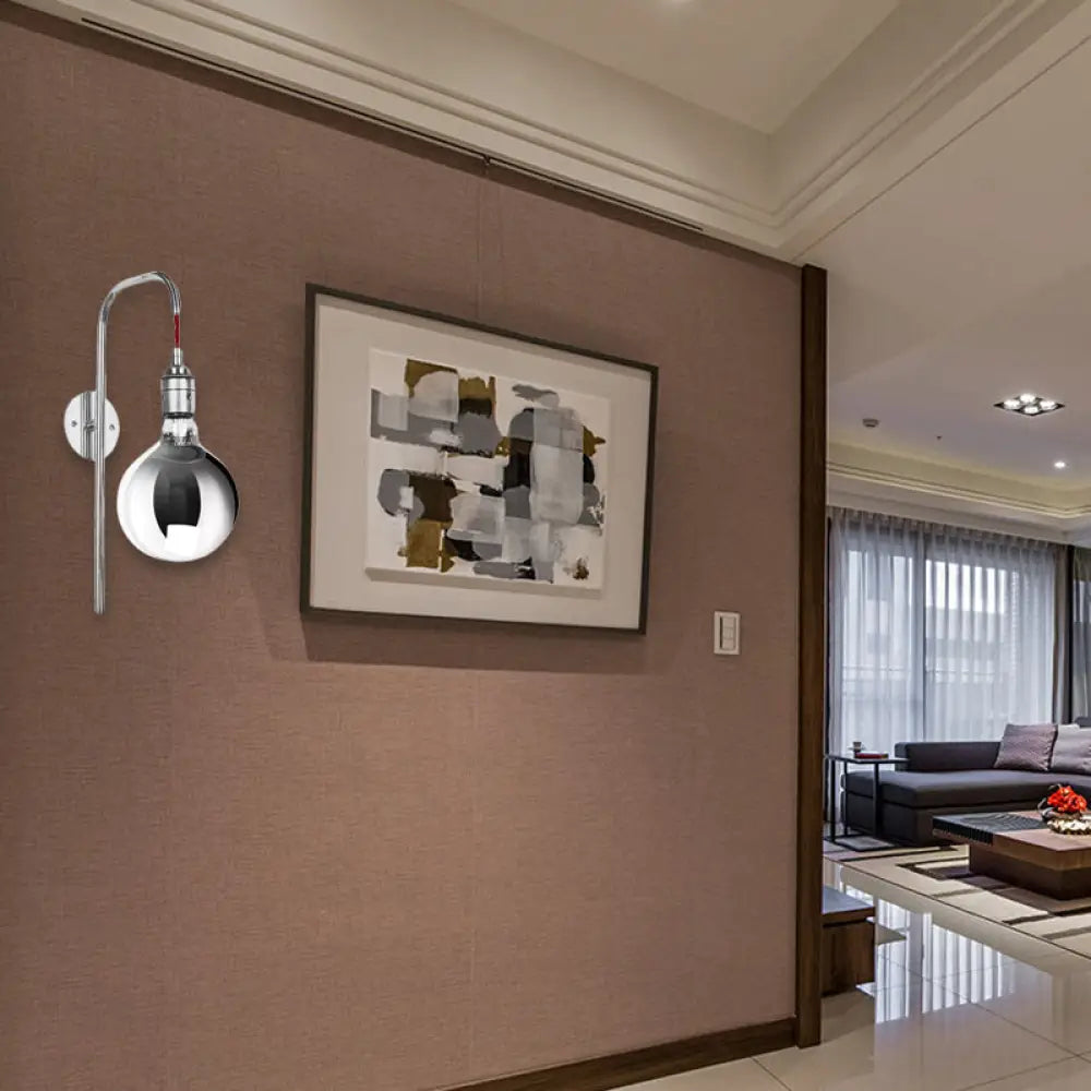 DecorBites™ DecorBites™ Modern Chrome/Gold Sconce Light with Clear Glass Globe Fixture for Living Room